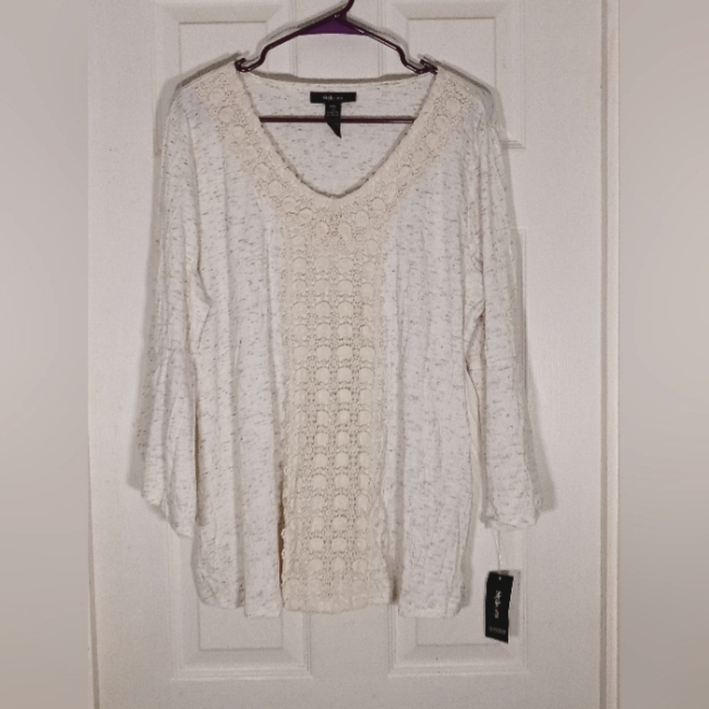 knit tunic 3/4 Length Lacy bell sleeve Style & Co. XXL